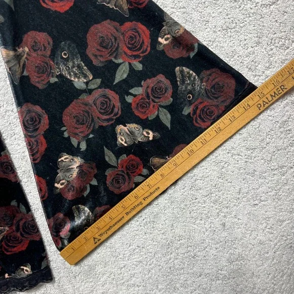 Thorn & Fable Dress Womens SM Velvet Bell Sleeve Mini Dress Rose Butterfly Print - Picture 14 of 15